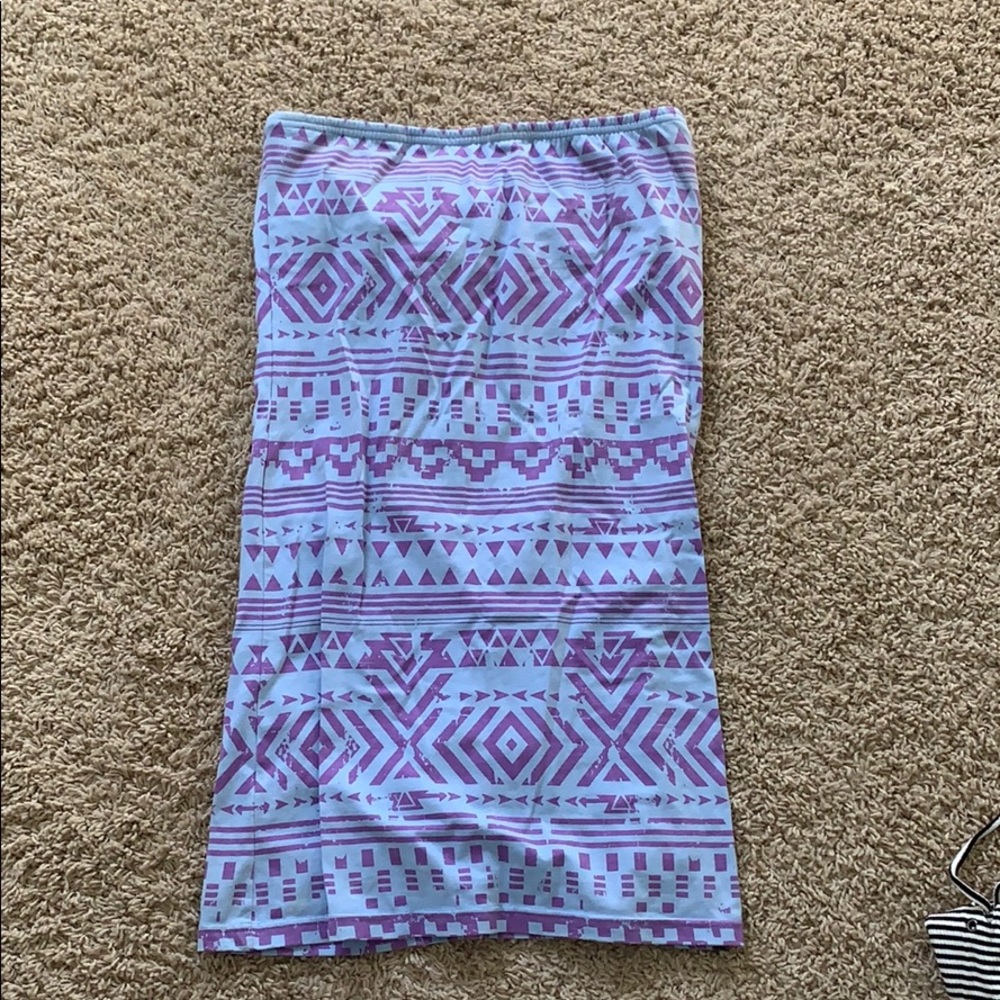 Strapless tribal print mini dress